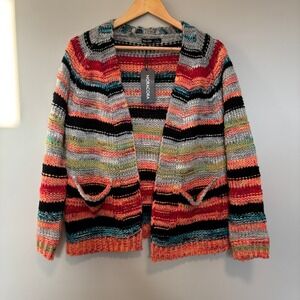Noracora Women's Size Small Cardigan Bold Strips Colorful Knit Grandmacore Cozy